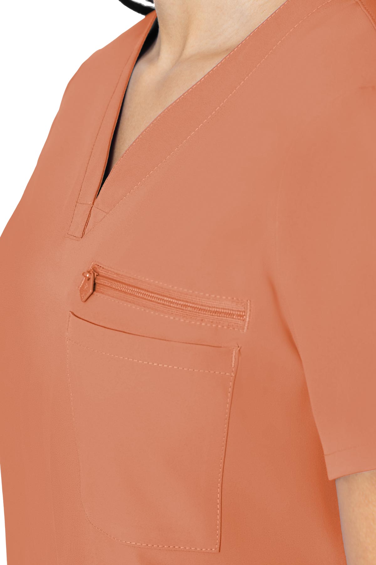 Med Couture Peaches 1 Pocket Zipper Top (11 Colors) XS-3XL