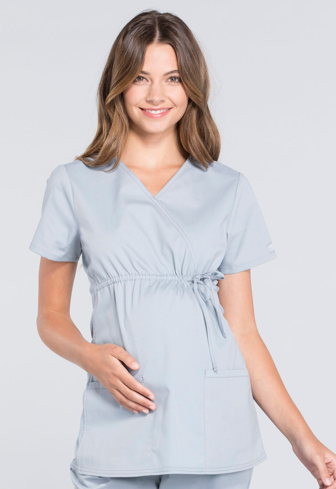 White Cherokee Workwear Professionals Maternity Mock Wrap Top (11 Colors)