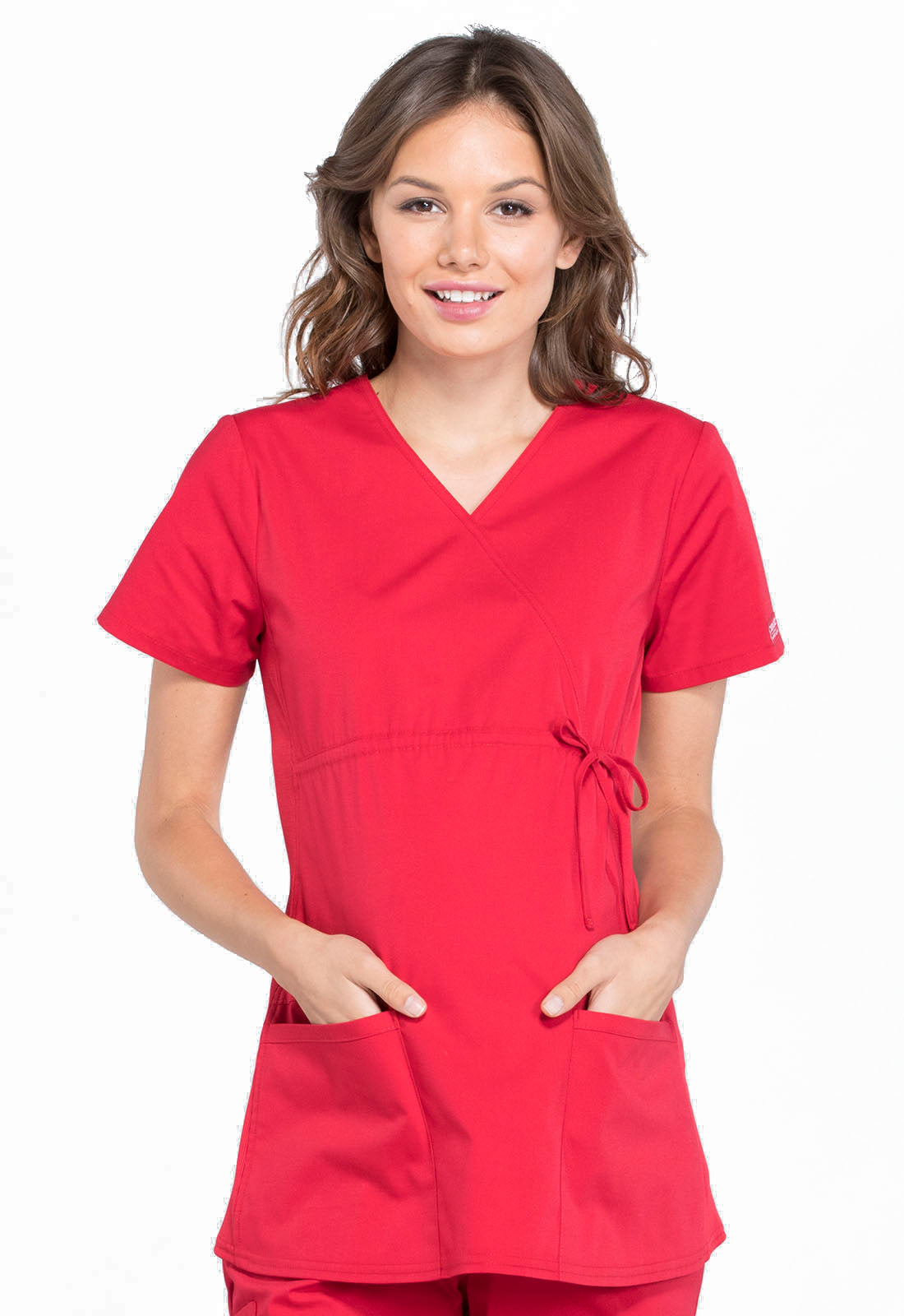 White Cherokee Workwear Professionals Maternity Mock Wrap Top (11 Colors)