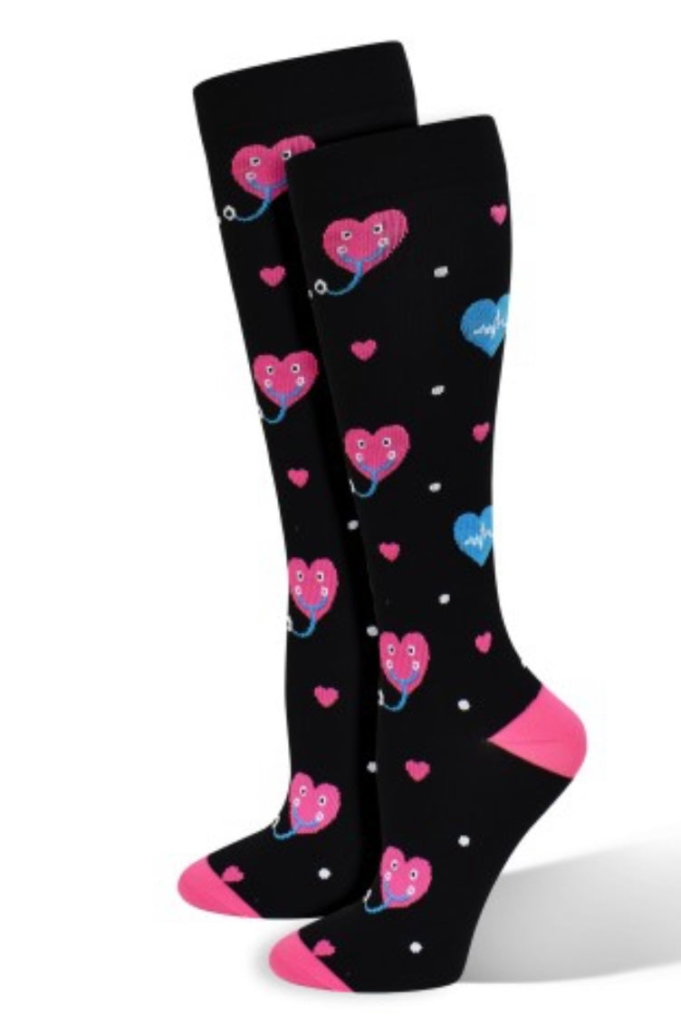 Smiley Hearts Compression Socks (Regular & XL)