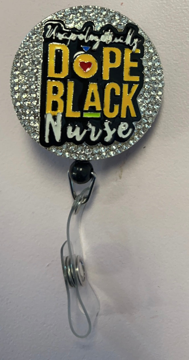 Bling Badge Reels (Various Designs) Dope Black Nurse-Multi Color