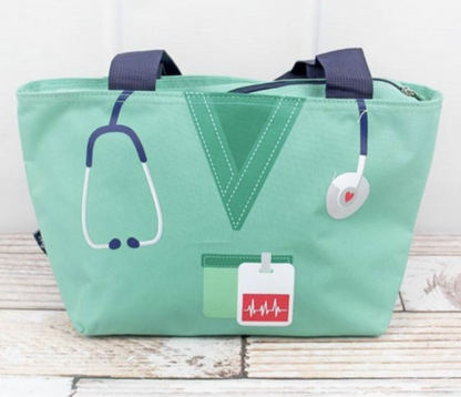 Medical Lunch Bag (Mint & Navy Blue)